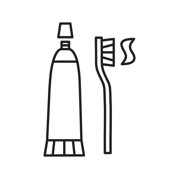 Cepillo de dientes y pasta de dientes icono lineal — Vector de stock