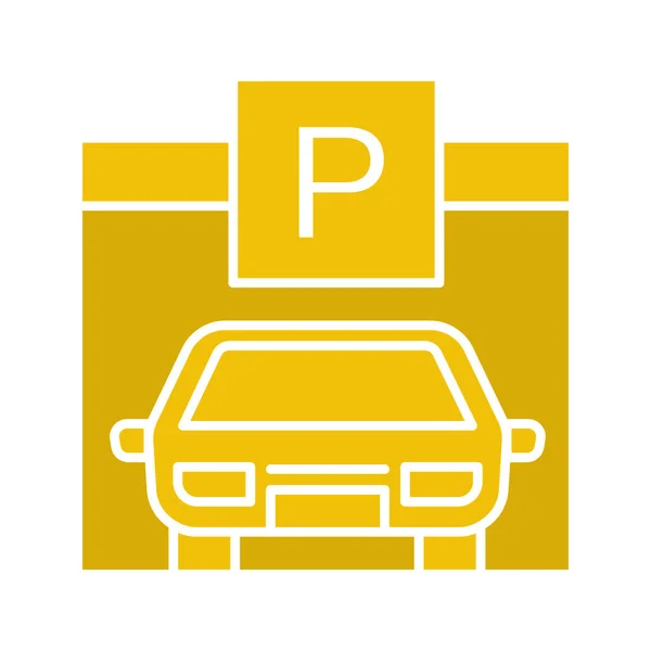 Pictogram van de kleur van de glyph van parkeren plaats — Stockvector