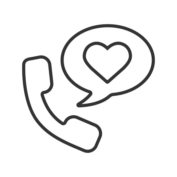 Romantic phone talk linear icon — Stock Vector