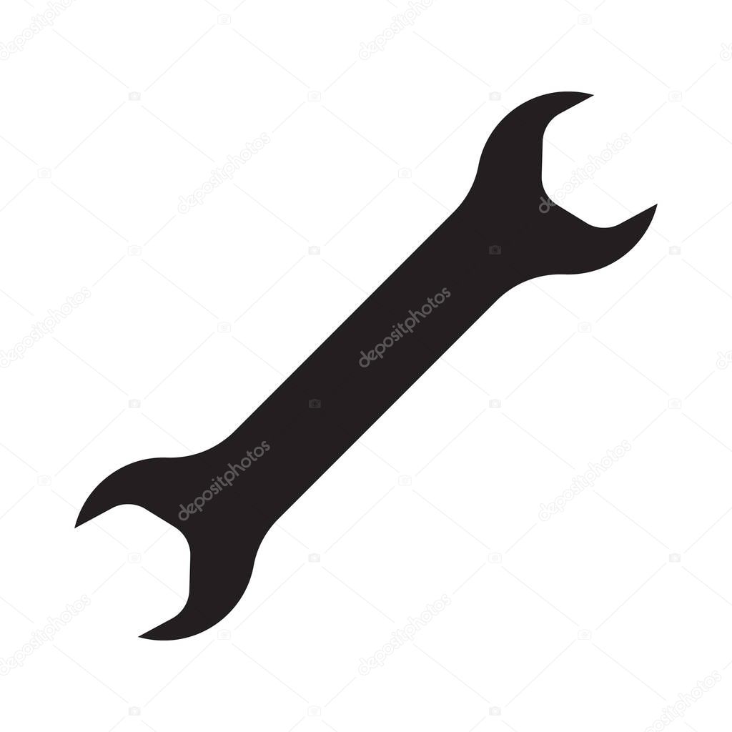 Wrench glyph icon. Silhouette symbol. Spanner. Negative space. Vector isolated illustration