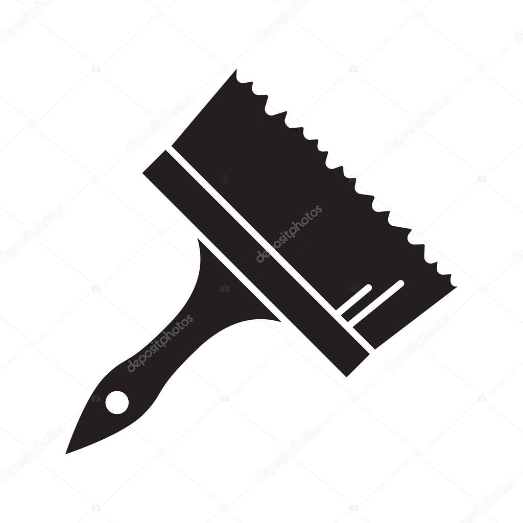 Big paint brush glyph icon. Silhouette symbol. Negative space. Vector isolated illustration
