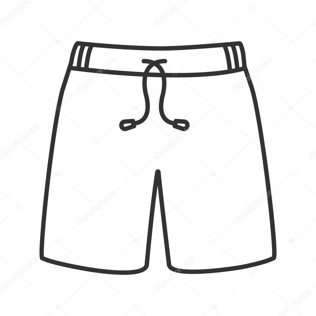 Swimming trunks linear icon. Thin line illustration. Sport shorts. Contour symbol. Vector isolated outline drawing