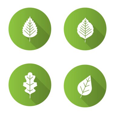 Yaprakları düz tasarım kümesi