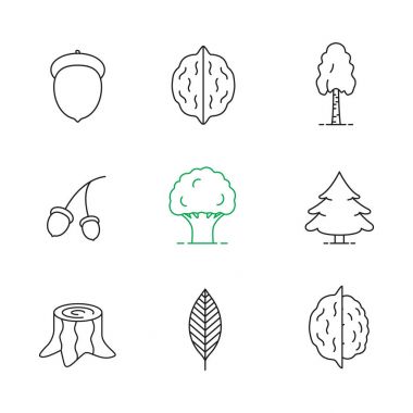 Ormancılık doğrusal Icons set