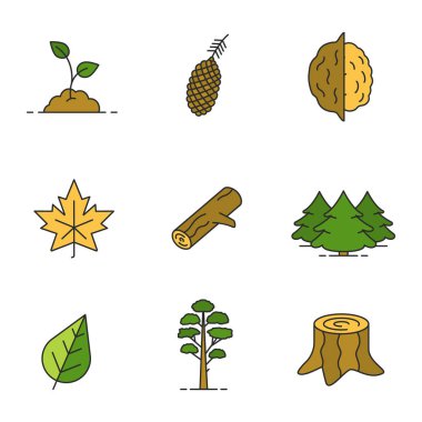 Orman renk Icons set
