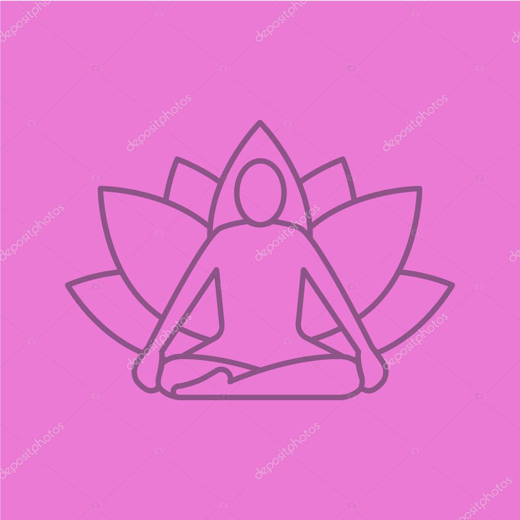 Yoga position linear icon. Yoga class. Thin line outline symbols on color background. Vector illustration