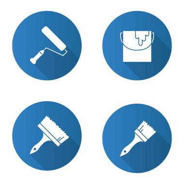 Boyama araçları düz tasarım kümesi