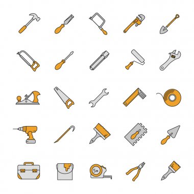 Renk inşaat araçları Icons set