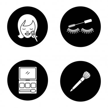 Kozmetik Aksesuarları glif Icons set