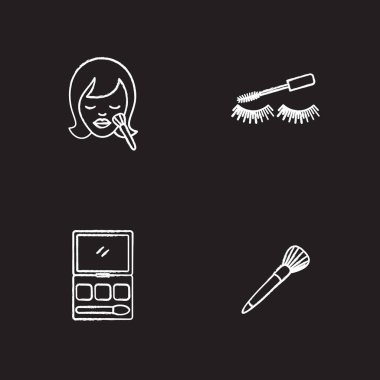 Kozmetik Aksesuarları Icons set tebeşir
