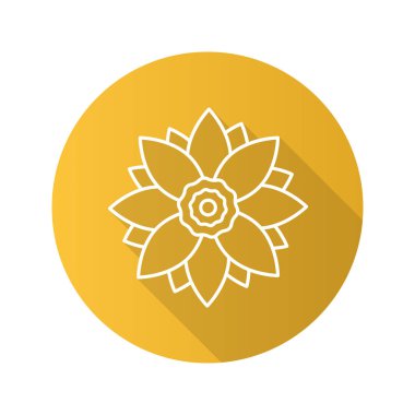 Lotus çiçeği düz doğrusal uzun gölge simgesi