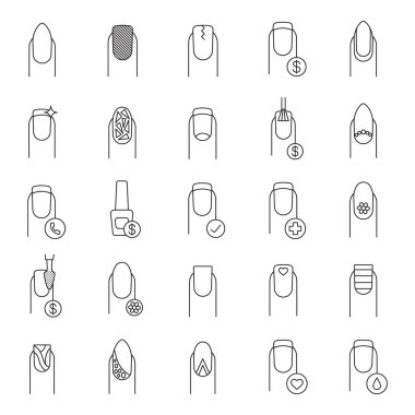Manicure linear icons set clipart