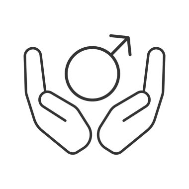 Erkek simgesi olan açık avuç içi