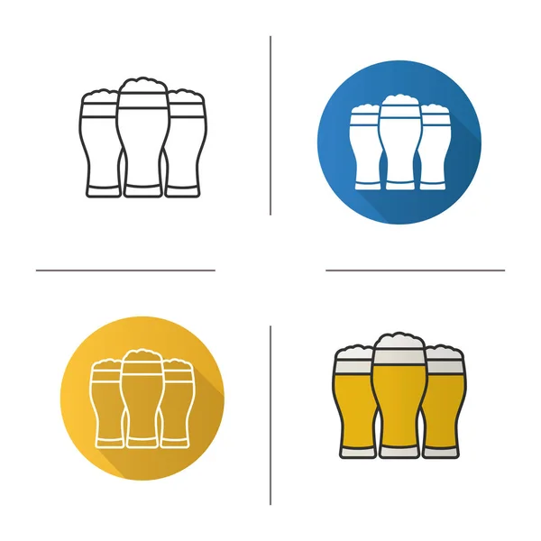 Three light beer glasses icon — Stock Vector