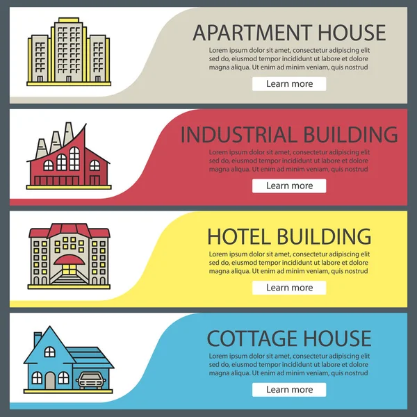 Buildings web banner templates set — Stock Vector