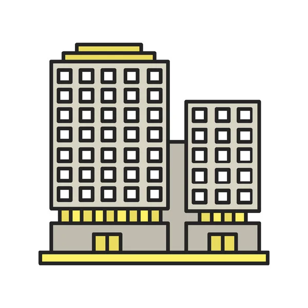 Значок цвета офисного здания — стоковый вектор