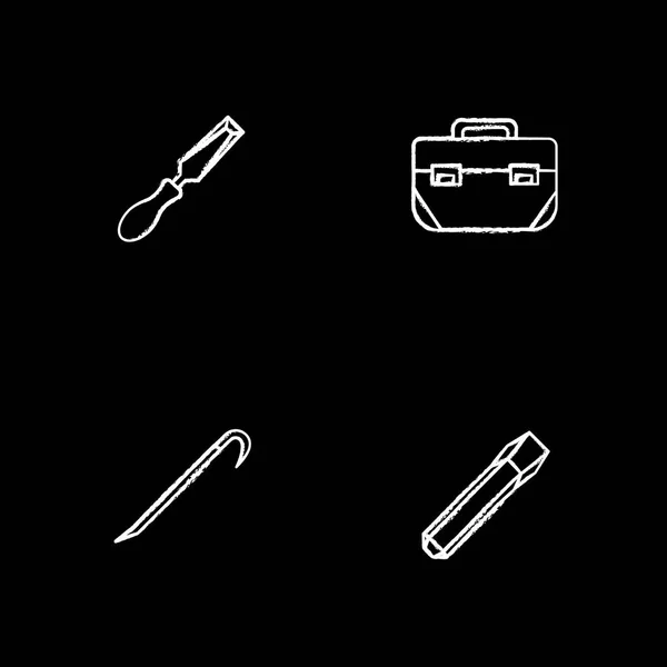 Outils de construction jeu d'icônes craie — Image vectorielle