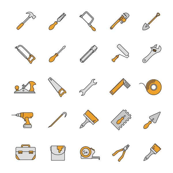 Construction tools color icons set — Stock Vector