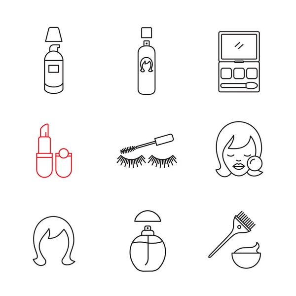 Set icone lineari accessori cosmetici — Vettoriale Stock