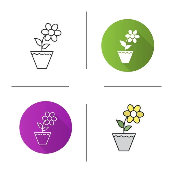Šafrán v květináč ikon — Stockový vektor