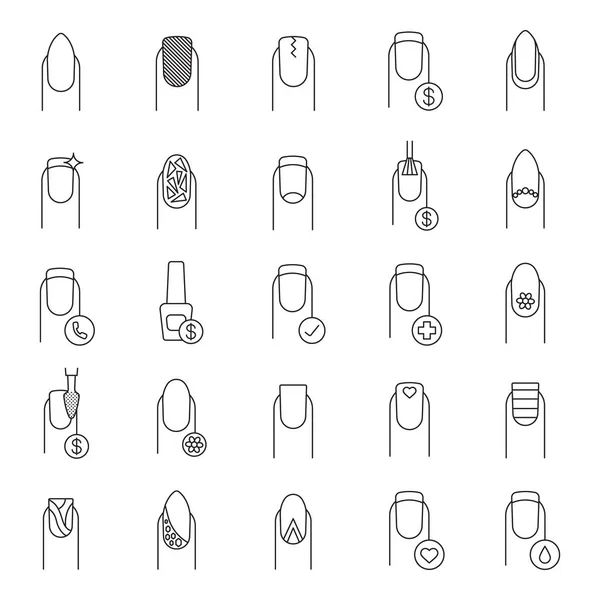 Manicure linear icons set — Stock Vector