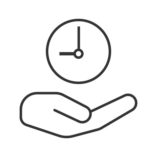 Otwartej dłoni z liniowej ikonę zegara — Wektor stockowy