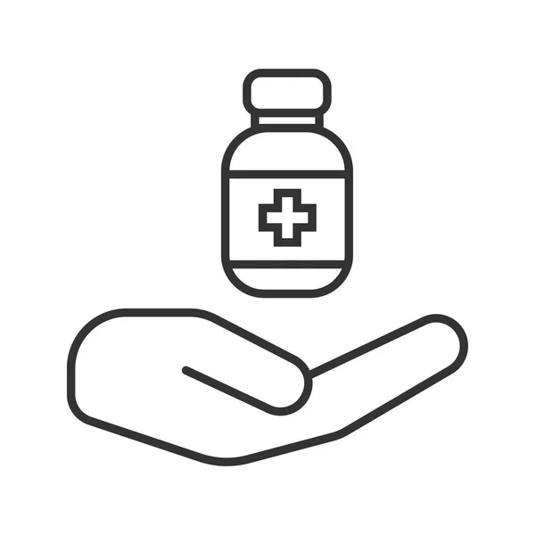 Otwartej dłoni z leków ikona liniowej — Wektor stockowy