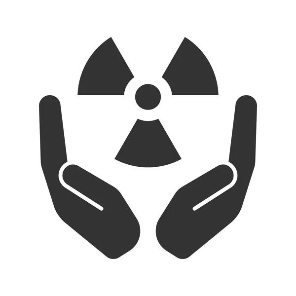 Palmas abertas com símbolo radioativo — Vetor de Stock