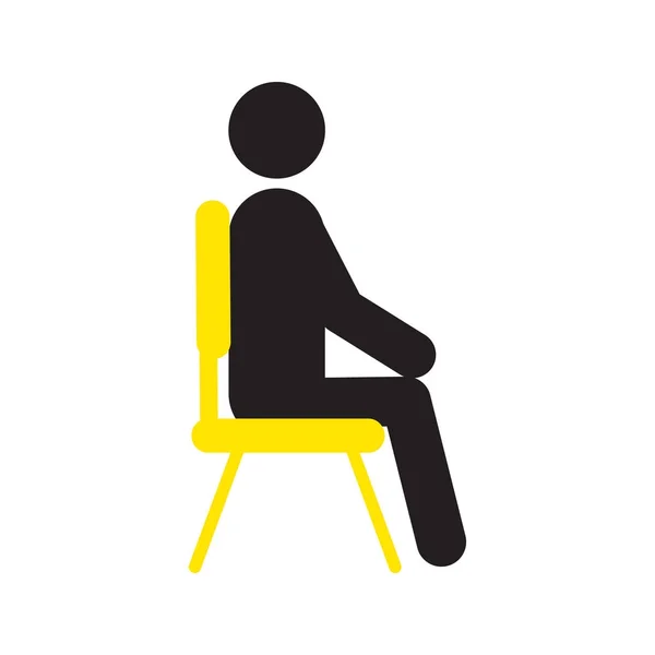 Homme assis sur chaise silhouette icône — Image vectorielle