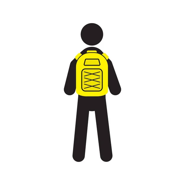 Hombre con la silueta de la mochila icono — Vector de stock
