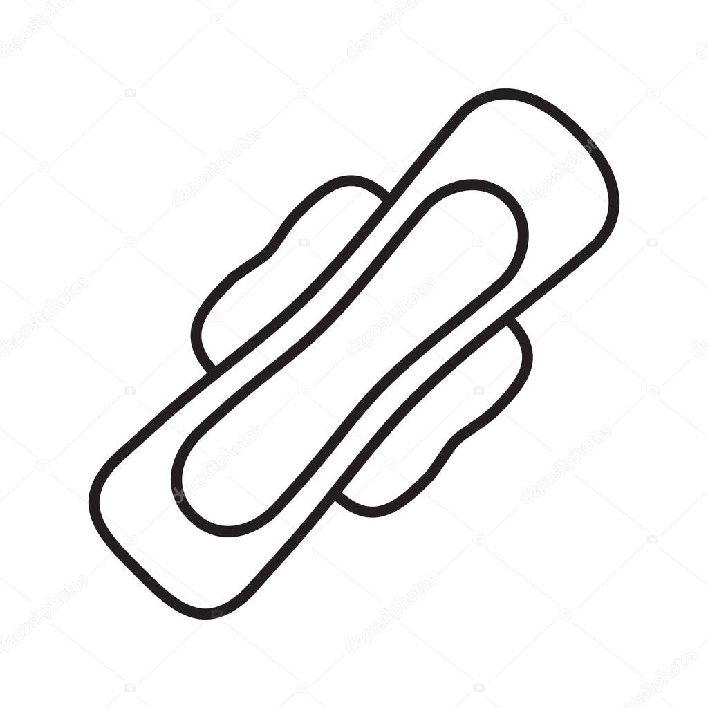 Sanitary napkin linear icon. Thin line illustration. Towel with wings. Contour symbol. Vector isolated outline drawing