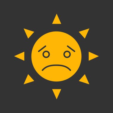 Üzgün güneş gülümseme glif renk simgesi
