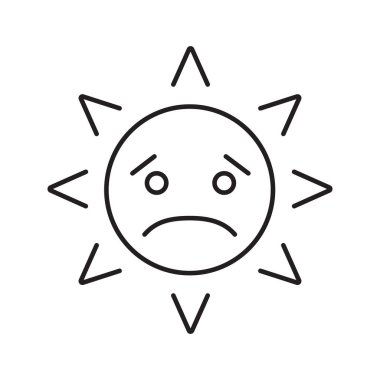 Üzgün güneş gülümseme doğrusal simgesi