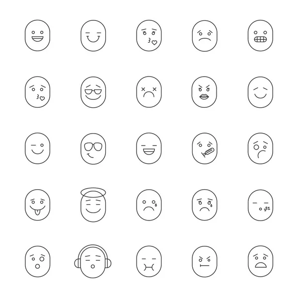 Set ikon linier Smileys - Stok Vektor