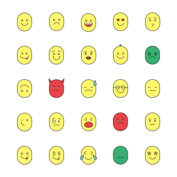 Set ikon warna Smileys - Stok Vektor