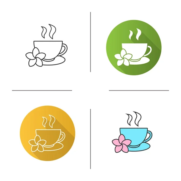 Iconos de taza de té de hierbas — Vector de stock