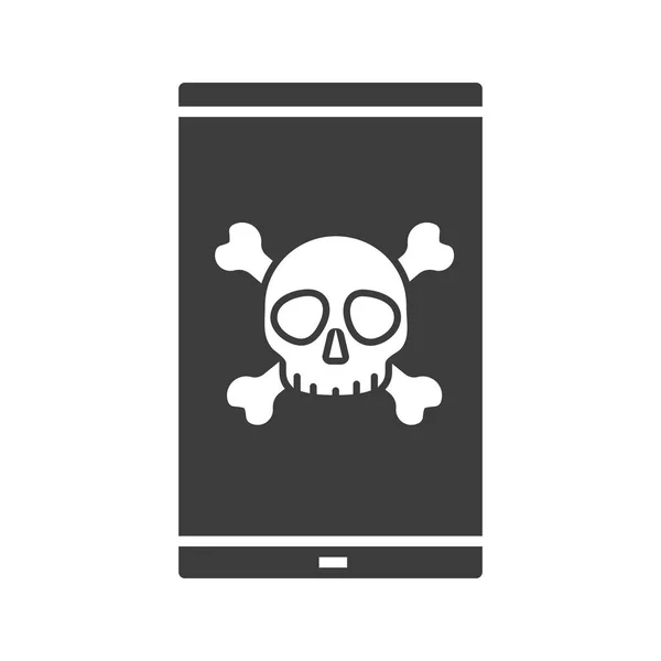 Icona del glifo del virus dello smartphone — Vettoriale Stock