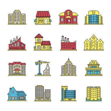 Şehir binaları Icons set