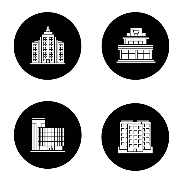 Conjunto de ícones de edifícios — Vetor de Stock