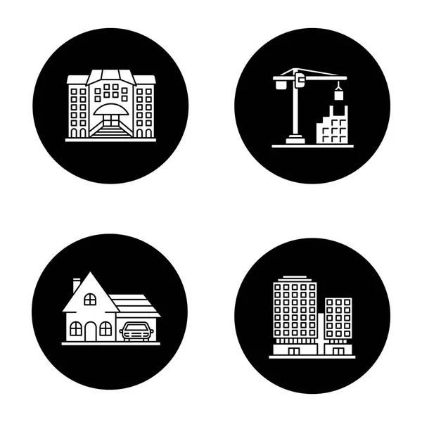 Edificios iconos conjunto — Vector de stock