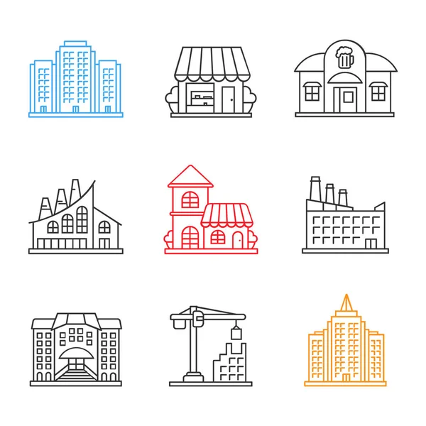 Edificios iconos conjunto — Vector de stock