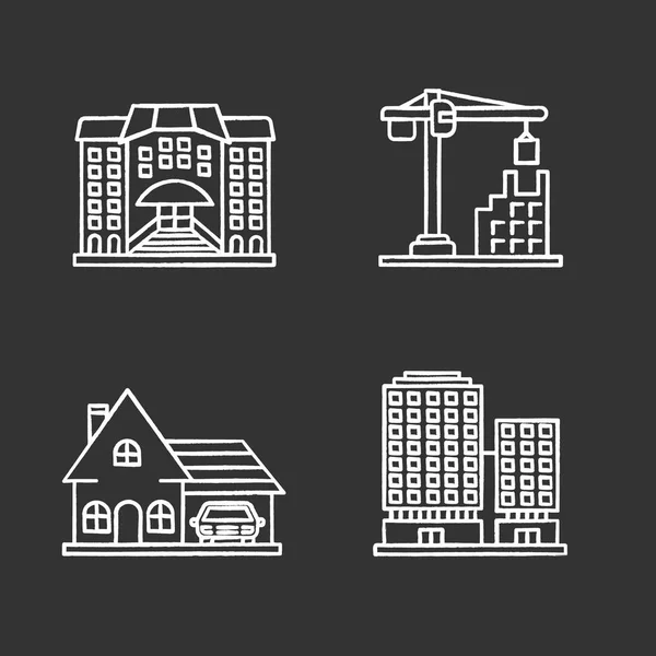 Edificios iconos conjunto — Vector de stock