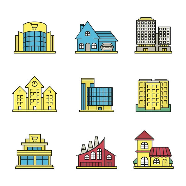Ikonen für städtische Gebäude — Stockvektor