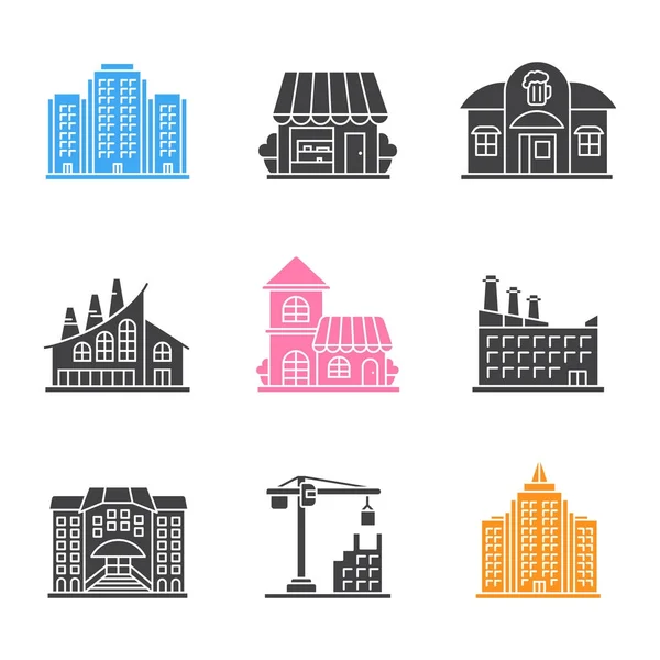 Conjunto de ícones de edifícios — Vetor de Stock