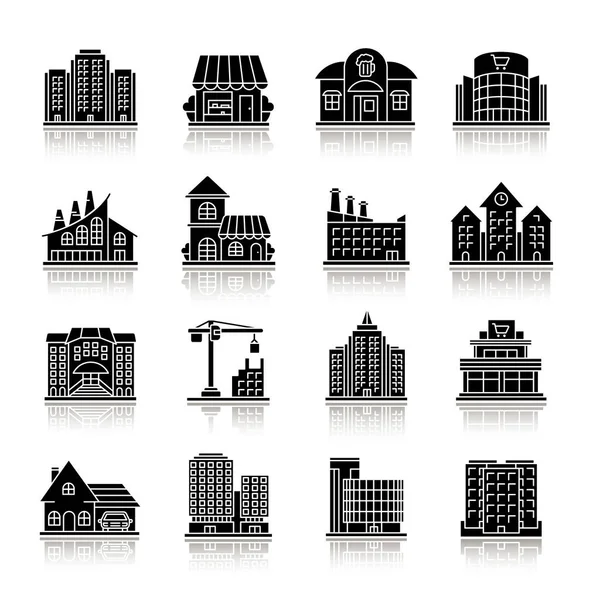 Edificios iconos conjunto — Vector de stock