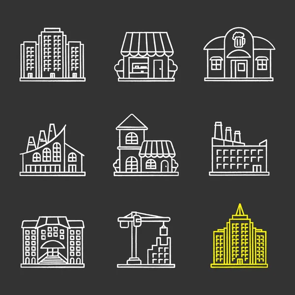 Edificios iconos conjunto — Vector de stock