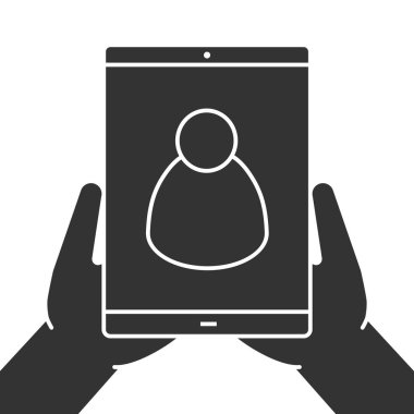 Tablet bilgisayar simgesi holding eller