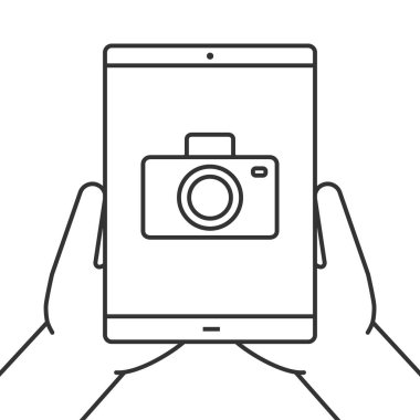 Tablet bilgisayar simgesi holding eller