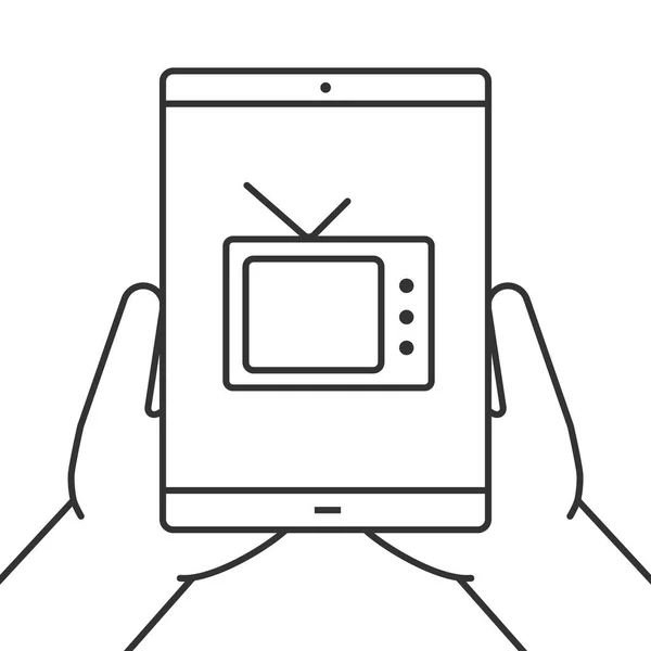 Handen met pictogram Tablet PC-computer — Stockvector