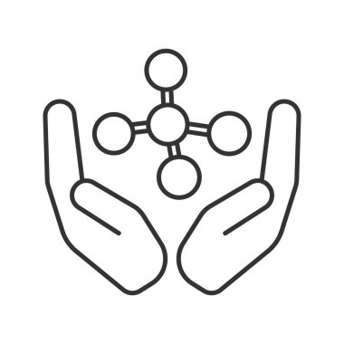 Molekül simgesi olan açık avuç içi